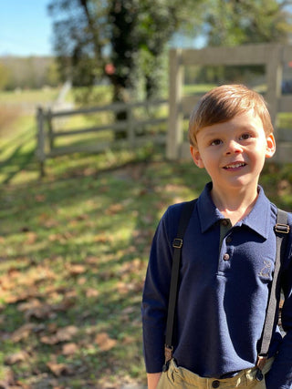 Me & Henry Navy Pique Spencer L/S Polo Shirt, Me & Henry, cf-size-6-7y, cf-type-polo-shirt, cf-vendor-me-&-henry, CM22, JAN23, Me & Henry, Me & Henry Fall 2021, Me & Henry L/S Polo Shirt, Me 