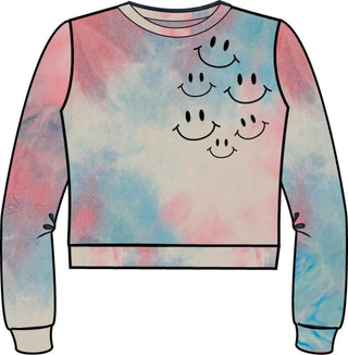 Tweenstyle by Stoopher Floating Smiley Tie Dye Pullover, Sparkle by Stoopher, cf-size-10, cf-size-14, cf-size-4, cf-size-5, cf-type-sweatshirt, cf-vendor-sparkle-by-stoopher, Smiley Face Swea