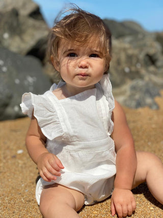 Vignette Emma Romper in White, Vignette, cf-size-3-6-months, cf-size-6-9-months, cf-size-9-12-months, cf-type-bubble-romper, cf-vendor-vignette, CM22, Easter / Spring Dresses, JAN23, Vignette
