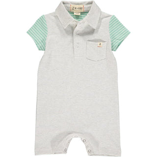 Me & Henry Saltash Polo Romper in Grey Stripe, Me & Henry, Boys Clothing, Infant Boy Clothing, JAN23, Me & Henry, Me & Henry Grey Stripe, Me & Henry Polo Romper, Me & Henry Saltash Polo Rompe
