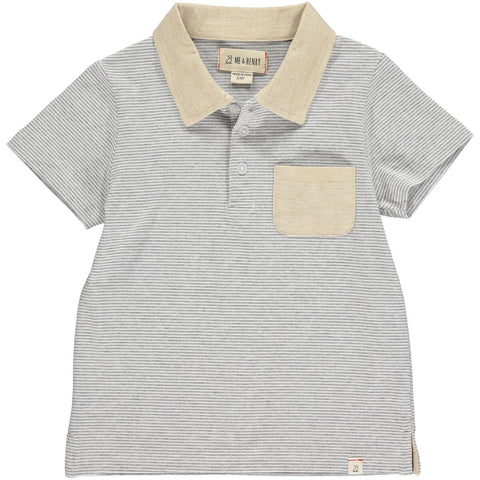 Me & Henry Halyard S/S Polo in Grey & White Stripe, Me & Henry, JAN23, Me & Henry, Me & Henry Grey & White Stripe, Me & Henry Halyard S/S Polo, Me & Henry Polo Shirt, Me & Henry SS22, Me and 