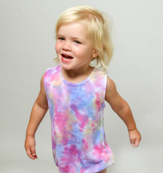 Fairwell Terra Bubble Romper in Aura, Fairwell, CM22, Fairwell, Fairwell Aura, Fairwell Kids Clothing, Fairwell SS22, Fairwell Terra Romper, Fairwell Tie Dye, Fairwell Tie Dye Romper, Made in