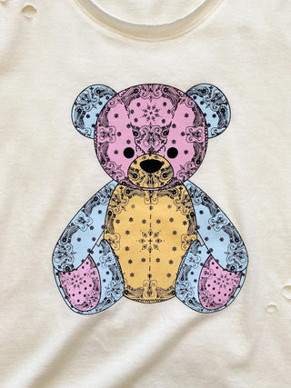 Paper Flower Colorful Bear Distressed Tee, Paper Flower, cf-size-large-12, cf-size-medium-8-10, cf-size-xlarge-14, cf-type-tee, cf-vendor-paper-flower, CM22, Flower Tank, JAN23, Paper Flower,