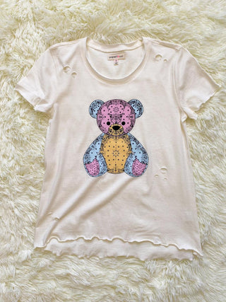 Paper Flower Colorful Bear Distressed Tee, Paper Flower, cf-size-large-12, cf-size-medium-8-10, cf-size-xlarge-14, cf-type-tee, cf-vendor-paper-flower, CM22, Flower Tank, JAN23, Paper Flower,