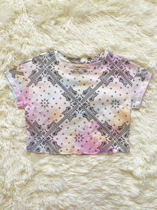 Paper Flower Tie Dye Bandana Printed Crop Top, Paper Flower, cf-size-large-12, cf-size-medium-8-10, cf-size-xlarge-14, cf-type-tee, cf-vendor-paper-flower, CM22, Crop Top, Flower Tank, JAN23,