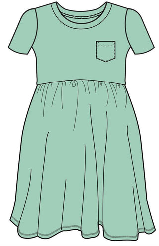 RAGS Essentials Short Sleeve Dress - Cabbage, RAGS, Cabbage, CM22, JAN23, MovingSummer2022, RAGS, Rags Cabbage, RAGS Dress, RAGS Essentials Short Sleeve with Chest Pocket Dress, RAGS Girls, R