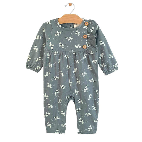 City Mouse Jersey Side Button Romper - Teal Puffs, City Mouse, cf-size-18-24-months, cf-type-romper, cf-vendor-city-mouse, City Mouse, City Mouse Clothing, City Mouse Fall 2021, City Mouse Je