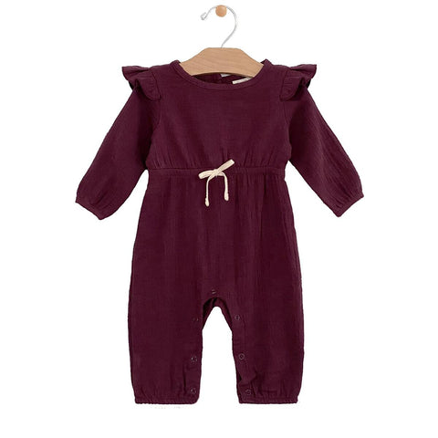 City Mouse Waist Crinkle Cotton Tie Romper - Huckleberry, City Mouse, City Mouse, City Mouse Clothing, City Mouse Fall 2021, City Mouse Huckleberry, City Mouse Romper, City Mouse Waist Crinkl
