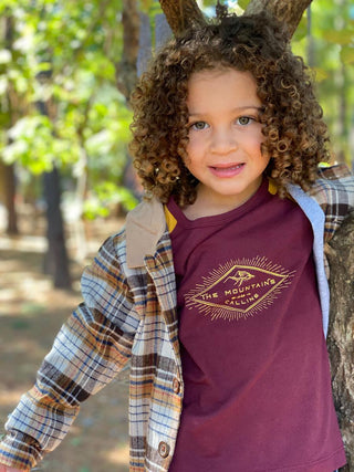 Me & Henry Lumberjack Shirt - Cream / Navy / Mustard Plaid, Me & Henry, Burgundy, Button Down Shirt, cf-size-3-4y, cf-size-4-5y, cf-size-6-7y, cf-size-7-8y, cf-size-8-9y, cf-type-shirt, cf-ve