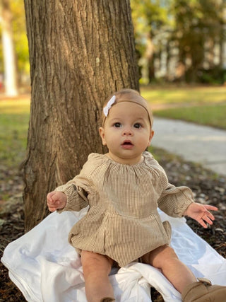 Vignette Daisy L/S Bubble - Gold Stripe, Vignette, Gold Stripe, JAN23, Vignette, Vignette AW22, Vignette Daisy L/S Bubble, Vignette Gold Stripe, Bubble Romper - Basically Bows & Bowties
