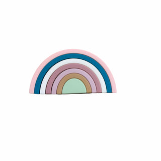 Three Hearts Rainbow Stacker - Misty Rose, Three Hearts, EB Baby, Large Silicone Rainbow, Raibbow Teething Toy, Rainbow, Rainbow Teether, Rainbows, Stocking Stuffer, Stocking Stuffers, Teethi