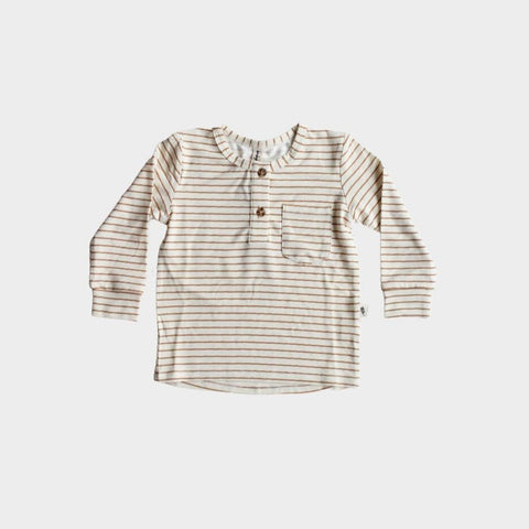 Babysprouts L/S Henley in Butterscotch Stripe, Babysprouts, Baby Sprouts, Babysprout Tee, Babysprouts, Babysprouts L/S Henley, Butterscotch Stripe, cf-size-18-24-months, cf-size-3-6-months, c