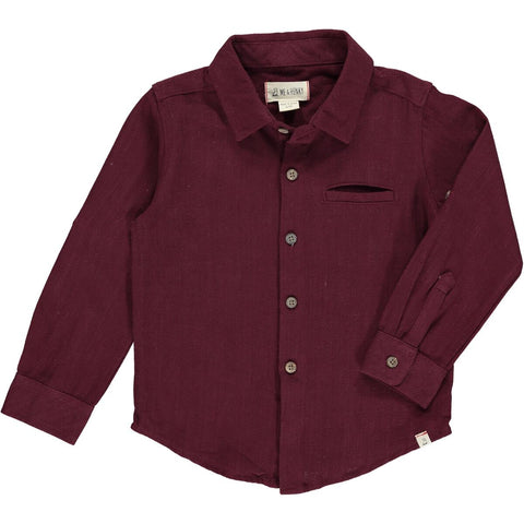 Me & Henry Atwood Woven Shirt - Burgundy, Me & Henry, Burgundy, Button Down Shirt, JAN23, Me & Henry, Me & Henry Atwood Woven Shirt, Me & Henry Burgundy, Me & Henry Fall 2022, Me & Henry Wove