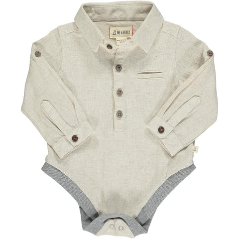Me & Henry Jasper Woven Onesie - Cream, Me & Henry, Boys Clothing, cf-size-12-18-months, cf-size-18-24-months, cf-type-baby-one-pieces, cf-vendor-me-&-henry, CM22, Cream, Infant Boy Clothing,