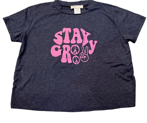 Tweenstyle by Stoopher Stay Groovy Navy S/S Tee, Tweenstyle, Boxy Tee, cf-size-4, cf-size-6, cf-type-top, cf-vendor-tweenstyle, Stay Groovy, T-shirt, Tshirt, Tweenstyle, Tweenstyle Boxy Tee, 