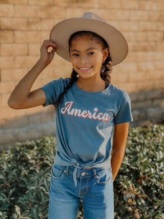 Sweet Soul America Tie Front S/S Tee, Sweet Soul, 4th of July, 4th of July Shirt, Patriotic, Sweet Soul, Sweet Soul  S/S Tee, Sweet Soul America Tie Front S/S Tee, Tween, Tween Clothing, Twee