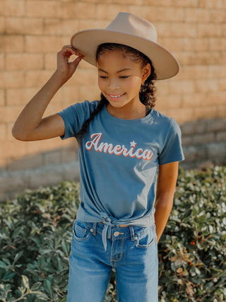 Sweet Soul America Tie Front S/S Tee, Sweet Soul, 4th of July, 4th of July Shirt, Patriotic, Sweet Soul, Sweet Soul  S/S Tee, Sweet Soul America Tie Front S/S Tee, Tween, Tween Clothing, Twee