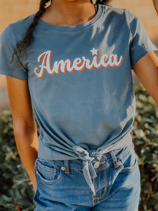 Sweet Soul America Tie Front S/S Tee, Sweet Soul, 4th of July, 4th of July Shirt, Patriotic, Sweet Soul, Sweet Soul  S/S Tee, Sweet Soul America Tie Front S/S Tee, Tween, Tween Clothing, Twee