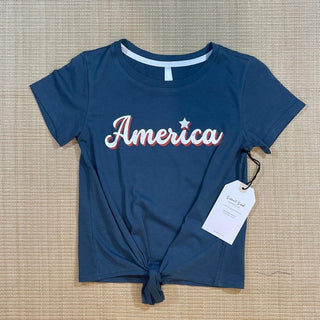 Sweet Soul America Tie Front S/S Tee, Sweet Soul, 4th of July, 4th of July Shirt, Patriotic, Sweet Soul, Sweet Soul  S/S Tee, Sweet Soul America Tie Front S/S Tee, Tween, Tween Clothing, Twee