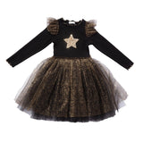 Petite Hailey Star Frill Tutu Dress - Black, Petite Hailey, Birthday Girl, Birthday Girl Outfit, Black, Christmas Dress, Holiday Dress, Petite Hailey, Petite Hailey Long Sleeve Dress, Petite 