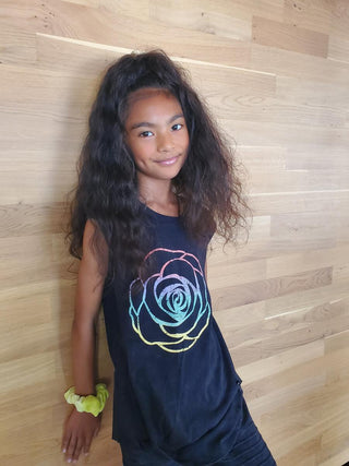 Paper Flower Distressed Side Tie Rose Print Tank, Paper Flower, Flower Tank, Girls Tank Top, JAN23, Paper Flower, Paper Flower Distressed Side Tie Rose Print Tank, Tank Top, Tee - Basically B