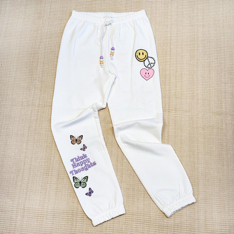 Paper Flower Think Happy Thoughts Pants, Paper Flower, All Over Star, cf-size-5, cf-size-6, cf-size-small-7-8, cf-type-sweatpants, cf-vendor-paper-flower, Paper Flower, Paper Flower Active Pa