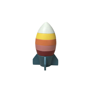 Three Hearts Rocket Ship Silicone Teether & Stacker - Muted, Three Hearts, cf-type-toy, cf-vendor-three-hearts, Rocket, Rocket Teether, Stacking Toy, Teether, Teething, Teething Toy, Three He