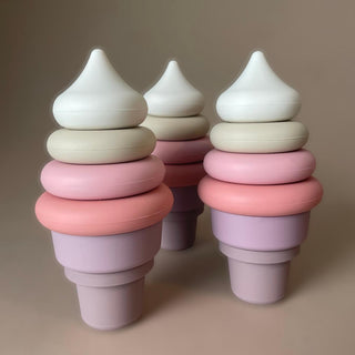 Three Hearts Ice Cream Cone Silicone Teether & Stacker, Three Hearts, ice cream, Ice Cream Teether, Stacking Toy, Teether, Teething, Teething Toy, Three Hearts, Three Hearts Modern Teething A