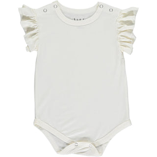 Tickety Boo Off White Flutter Sleeve Bamboo Onesie, Tickety Boo, cf-size-0-3-months, cf-size-12-18-months, cf-type-onesie, cf-vendor-tickety-boo, Flutter Onesie, Flutter Sleeve Onesie, Ticket