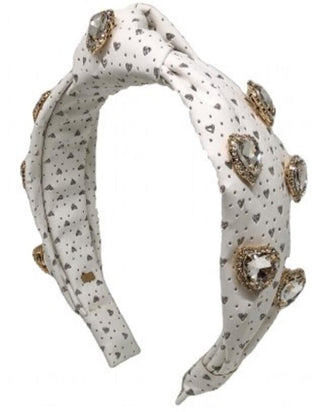 Bari Lynn Heart Rhinestone Embellished Knot Headband - White, Bari Lynn, Bari Lynn, Bari Lynn Headband, Bari Lynn Headbands, Bari Lynn Heart Rhinestone Embellished Knot Headband, Bari Lynn Tw