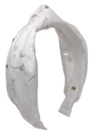 Bari Lynn Shimmer Smile Knot Headband with Crystals - White, Bari Lynn, Bari Lynn, Bari Lynn Headband, Bari Lynn Headbands, Bari Lynn Smile, Bari Lynn Smiley, Bari Lynn Swarovski Crystal Head