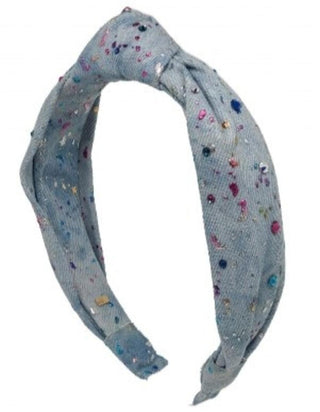 Bari Lynn Light Denim Shimmer Splatter Headband with Crystals, Bari Lynn, Bari Lynn, Bari Lynn Headband, Bari Lynn Headbands, Bari Lynn Light Denim Shimmer Splatter Headband with Crystals, Ba