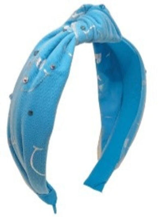 Bari Lynn Shimmer Smile Knot Headband with Crystals - Neon Blue, Bari Lynn, Bari Lynn, Bari Lynn Headband, Bari Lynn Headbands, Bari Lynn Smile, Bari Lynn Smiley, Bari Lynn Swarovski Crystal 