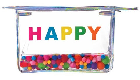 Iscream Happy Pom Pom Clear Travel Bag, Iscream, Bag for Camp, Camp Bag, Gift for Camp, Gifts for Girls, Iscream, Iscream Bag, Iscream Happy, Iscream Happy Bag, Iscream Happy Pom Pom, Iscream