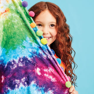 Iscream Rainbow Tie Dye Plush Round Blanket, Iscream, EB Girls, Gifts for Tween, iscream, Iscream Plush Blanket, Iscream Rainbow Tie Dye, Iscream Rainbow Tie Dye Plush Round Blanket, Iscream 