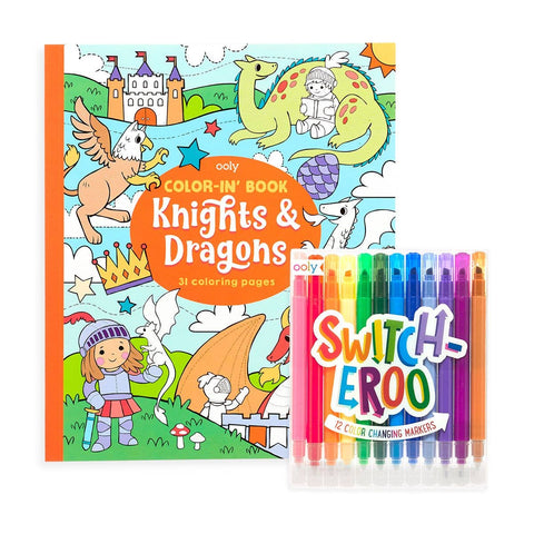 Ooly Knights & Dragon Switcheroo Coloring Pack, Ooly, Art Supplies, Book, Camp Gift, Camp Gifts, Coloring Book, EB Boys, ift, Markers, Ooly, Ooly Knights & Dragon Switcheroo Coloring Pack, Sc
