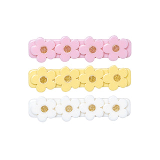 Lilies & Roses Three Flower Combo Alligator Clip Set - Lt Pink / Yellow / Beige, Lilies & Roses, 3 piece Clip Set, Clip Set, Clippie, Clippie Set, Hair Clips, Lilies & Roses, Lilies & Roses C