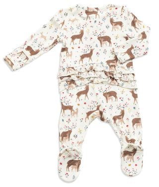 Angel Dear Little Deer Bamboo Ruffle Back Zipper Footie, Angel Dear, angel Dear, Angel dear Footie, Angel Dear Little Deer, Angel Dear Little Deer Ruffle Back Zipper Footie, Angel Dear Zipper