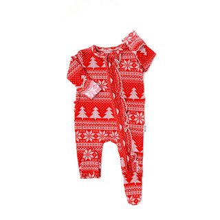 Gigi and Max Clark Christmas Sweater Ruffle Zip One Piece, Gigi and Max, All Things Holiday, Bamboo Pajama, cf-size-6m-3-6m, cf-type-pajamas, cf-vendor-gigi-and-max, Christmas, Christmas Foot