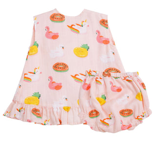 Angel Dear Pink Pool Floaties Muslin Ruffle Top & Bloomer Set, Angel Dear, angel Dear, Angel Dear Flamingo Ruffle Top & Bloomer Set, Angel Dear Pink Pool Floaties, Angel Dear Pink Pool Floati