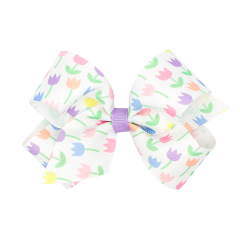 King Printed Easter Hair Bow on Clippie - Tulip, Wee Ones, Alligator Clip, Alligator Clip Hair Bow, Clippie, Clippie Hair Bow, CM22, Easter, Easter Hair Bow, Hair Bow, Hair Bow on Clippie, Ha