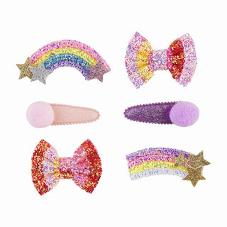 Mud Pie Glitter Clip Set, Mud Pie, CM22, Glitter Clip Set, JAN23, Mud Pie, Mud Pie Glitter Clip Set, Rainbow Glitter Clip Set, Shooting Star Glitter Clip Set, Hair Bow - Basically Bows & Bowt