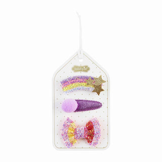 Mud Pie Glitter Clip Set, Mud Pie, CM22, Glitter Clip Set, JAN23, Mud Pie, Mud Pie Glitter Clip Set, Rainbow Glitter Clip Set, Shooting Star Glitter Clip Set, Hair Bow - Basically Bows & Bowt