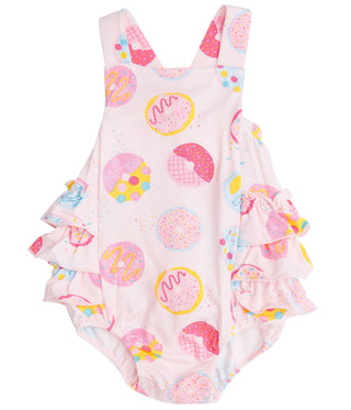 Angel Dear Pink Donuts Bamboo Ruffle Sunsuit, Angel Dear, angel Dear, Angel Dear Bamboo Ruffle Sunsuit, Angel Dear Bubble, Angel Dear Bubble Romper, Angel Dear Pink Donuts, Angel Dear Pink Do