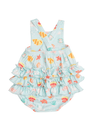 Angel Dear Happy Shells Bamboo Ruffle Sunsuit, Angel Dear, angel Dear, Angel Dear Bamboo Ruffle Sunsuit, Angel Dear Bubble, Angel Dear Bubble Romper, Angel Dear Happy Shells, Angel Dear Ruffl