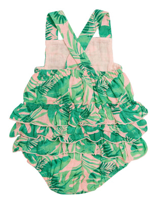 Angel Dear Tropical Leaves Ruffle Sunsuit, Angel Dear, angel Dear, Angel Dear Bubble, Angel Dear Bubble Romper, Angel Dear Ruffle Bubble, Angel Dear Ruffle Sunsuit, Angel dear Spring 2021, An