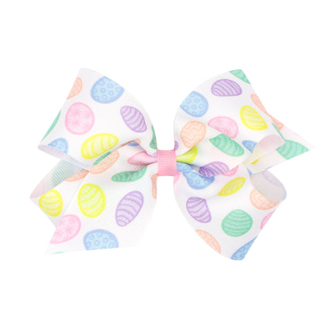 King Printed Easter Hair Bow on Clippie - Egg, Wee Ones, Alligator Clip, Alligator Clip Hair Bow, Clippie, Clippie Hair Bow, Easter, Easter Hair Bow, Hair Bow, Hair Bow on Clippie, Hair Bows,
