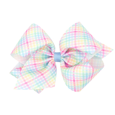 King Printed Easter Hair Bow on Clippie - Plaid, Wee Ones, Alligator Clip, Alligator Clip Hair Bow, Clippie, Clippie Hair Bow, Easter, Easter Hair Bow, Hair Bow, Hair Bow on Clippie, Hair Bow