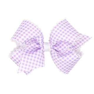 Mini Gingham w/Moonstitch Hair Bow on Clippie - 6 Colors, Wee Ones, Alligator Clip, Alligator Clip Hair Bow, cf-type-hair-bow, cf-vendor-wee-ones, Clippie, Clippie Hair Bow, Hair Bow, Hair Bo