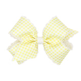 Medium Gingham w/Moonstitch Hair Bow on Clippie - 6 Colors, Wee Ones, Alligator Clip, Alligator Clip Hair Bow, cf-type-hair-bow, cf-vendor-wee-ones, Clippie, Clippie Hair Bow, Hair Bow, Hair 